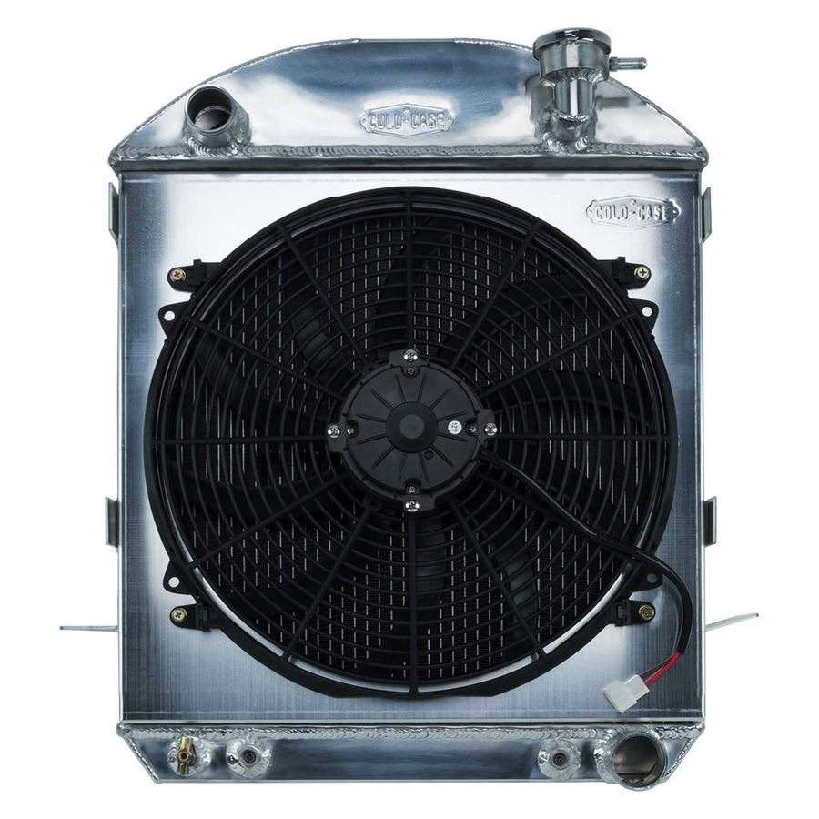 Chevy Engine 24-27 T-Bucket Aluminum Performance Radiator and 16 Inch Fan Kit Cold Case Radiators