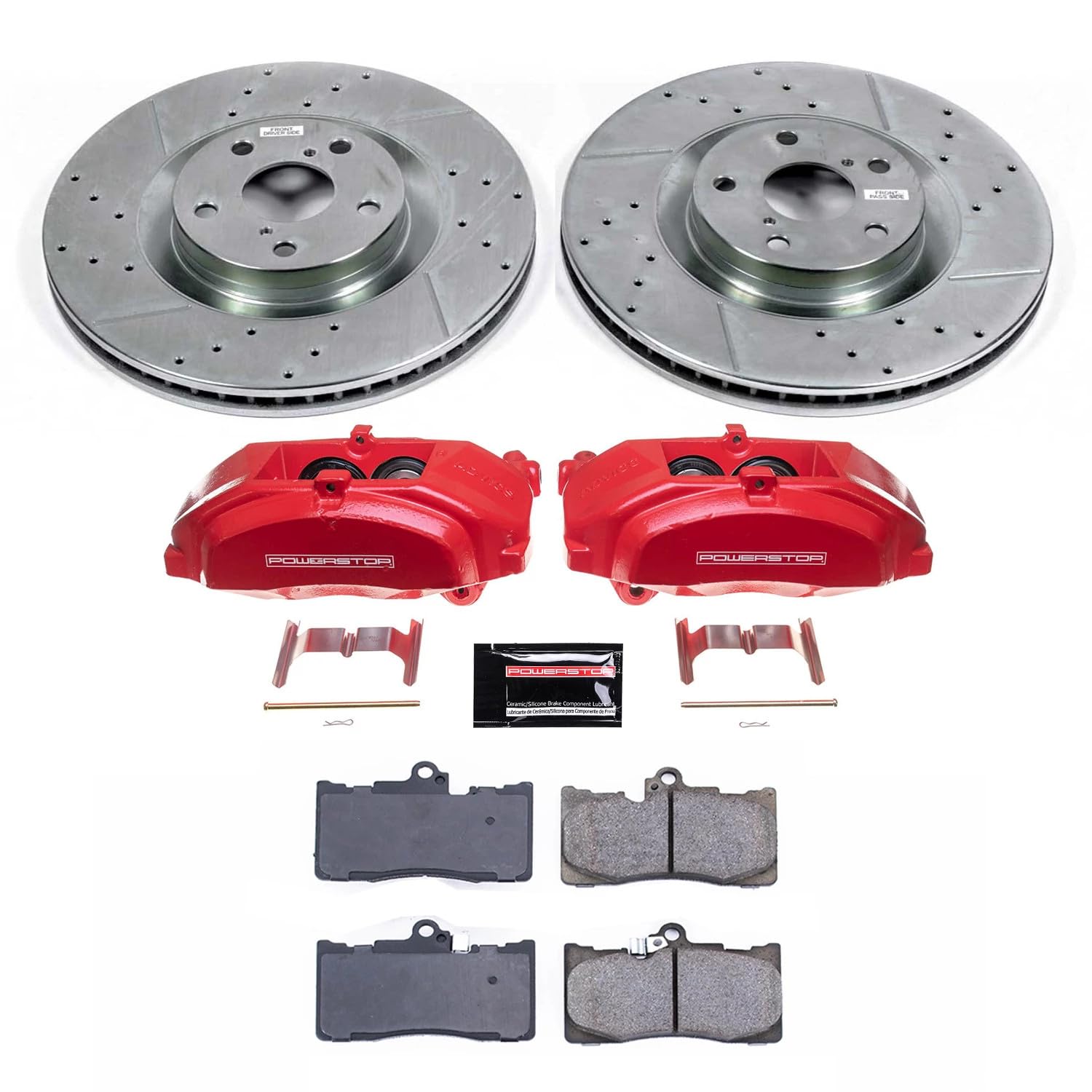 Power Stop Z23 KC6353, Daily Driver Front Brake Caliper Kit-Drilled/Slotted Brake Rotor, Brake Pads & Calipers For Lexus GS, Lexus GS4, Lexus GS, Lexus IS350 [Model Specific]