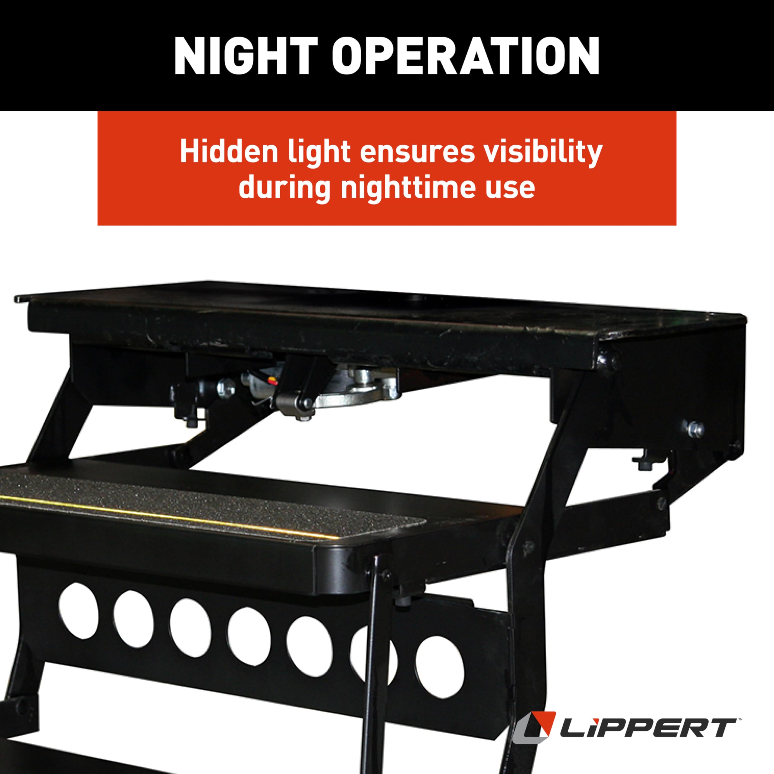 Lippert Double Tread Platinum Series Electric RV Steps — Automatically Extending RV Travel Trailer Steps — Heavy-Gauge Steel — 24" Wide Treading — Non-Slip Surace — 12V Motor — 372558