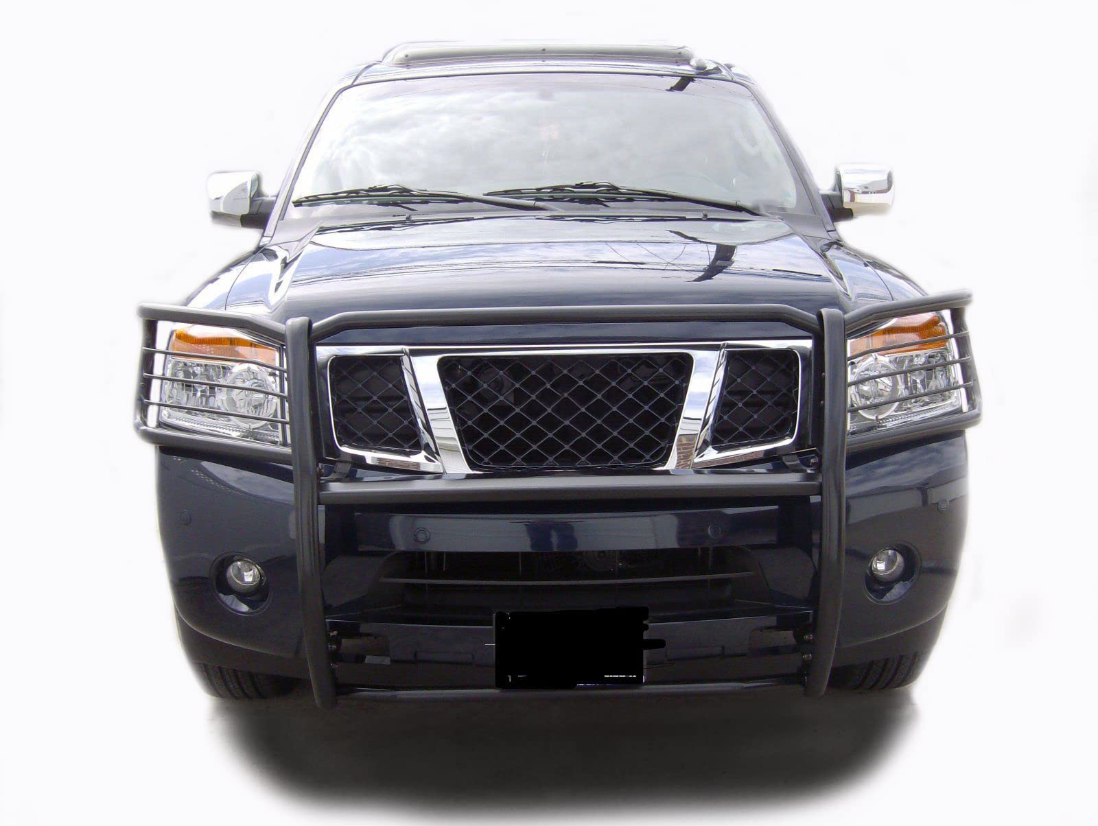 Grille Brush Black Horse Bumper Guard Modular Compatible with 2005-2015 Nissan Armada|2004-2015 Nissan Titan Crew Cab|2004-2015 Nissan Titan King Cab-17NR26MA