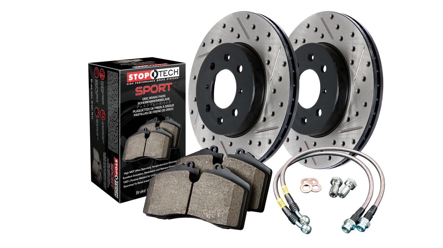 Sport Axle Pack Stoptech 978.45011F, Drilled & Slotted, Front