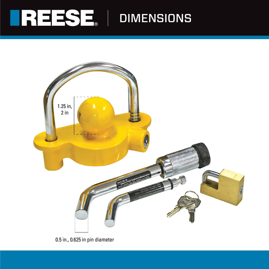 Towpower REESE 7014700 Trailer Hitch and Coupler Combo Lock Set, Fits 1-1/4 Inch & 2 Inch Square Receivers, 1/2 Inch & 5/8 Inch Pin Diameter