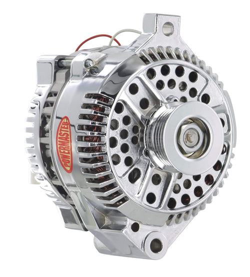 Alt Ford Powermaster 3G Chrome 140A 6 grv Pulley Large Frame Str MTG Unthreaded MTG Ear 1-Wire
