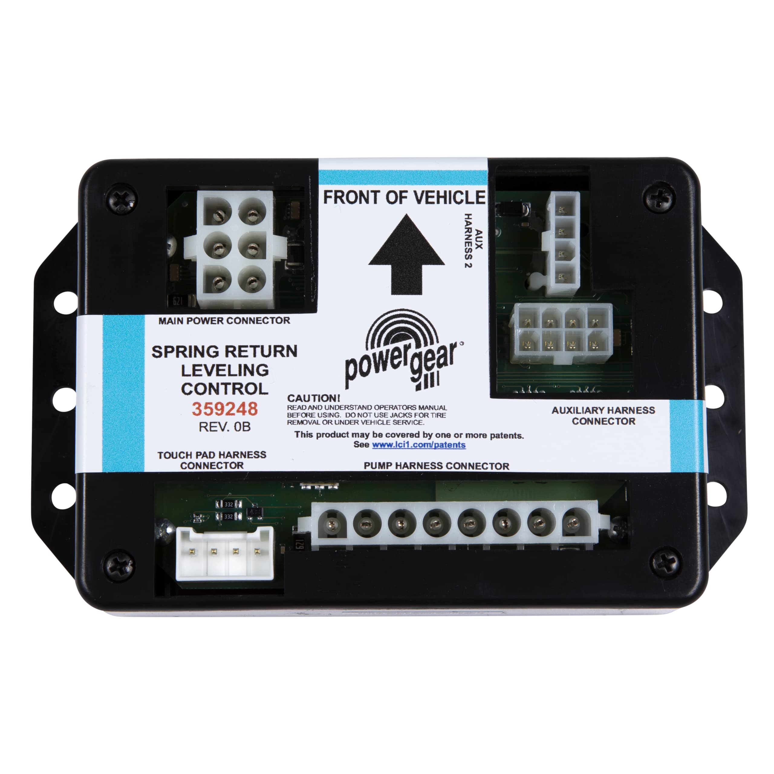 Lippert RV Leveling Control Module for 3-Valve Spring Return Jack with Remote Level, Connects to Complete System, Touch Pad and Auxiliary Harness Connector - 1010001284 Power Gear