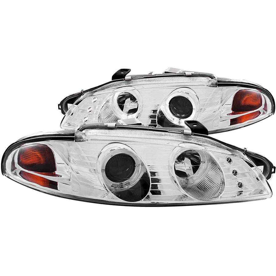 Chrome/Clear/Amber Halogen Projector Headlight AnzoUSA for Mitsubishi Eclipse