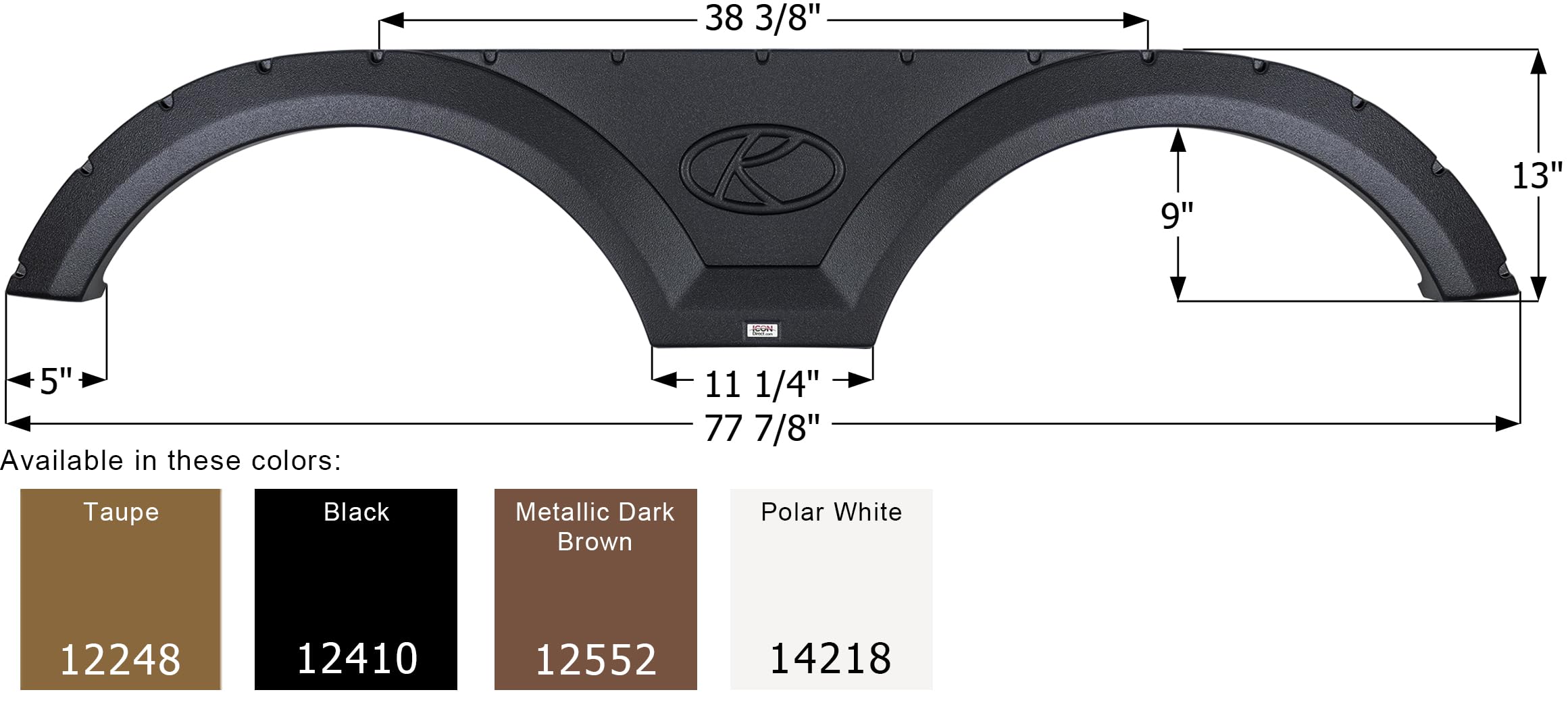 Tandem Axle Fender Skirt ICON 14218 FS2248 for Keystone - Polar White