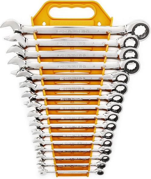 16 Piece GEARWRENCH Ratcheting Combination Wrench Set with Tray | Metric | 9416