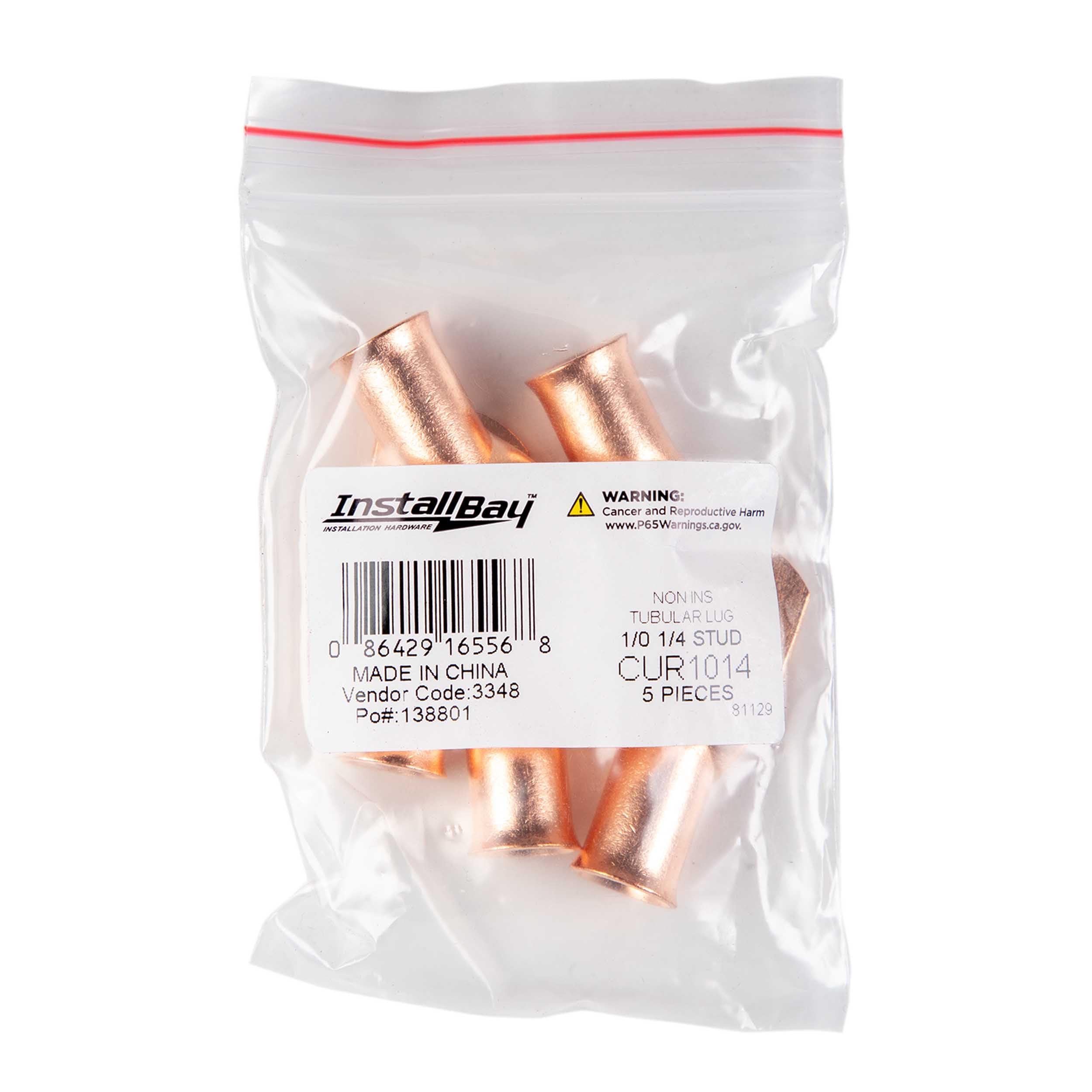 Copper Ring Terminal Install Bay 1/0 Gauge 1/4 Inch 5 Pack - CUR1014