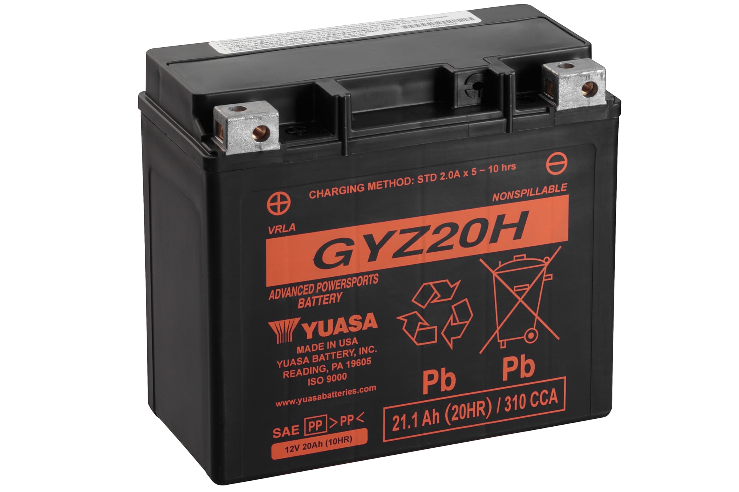 Yuasa GYZ20H YUAM72RGH Factory Activated GYZ H Series AGM Battery