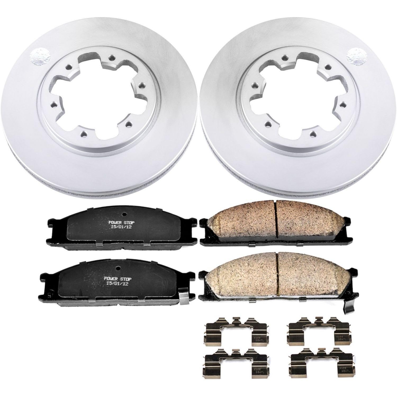 Coated Power Stop CRK4837 Brake Rotor and Ceramic Brake Pads- Front