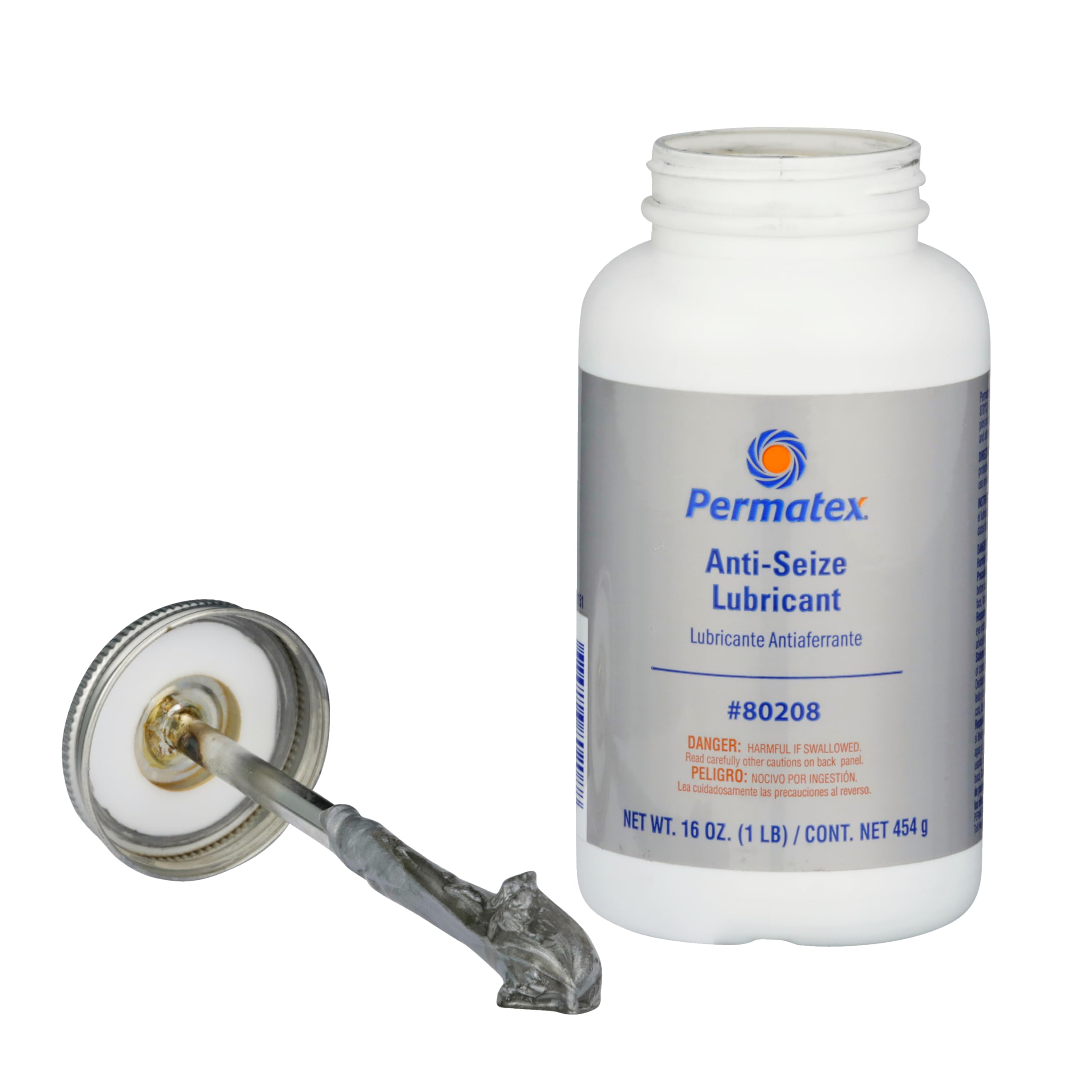 Permatex 80208 Anti-Seize Lubricant Prevents Galling, Corrosion, Seizing With Brush Top Bottle, Refined Blend Aluminum, Copper, And Graphite Lubricants For Spark Plugs 16 oz