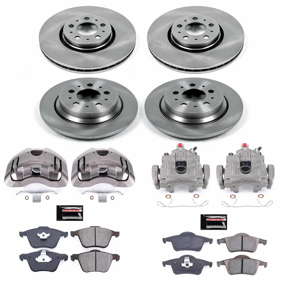 Power Stop Autospecialty KCOE4432 Replacement Front and Rear Caliper Kit-Rotors, Ceramic Brake Pads, Calipers