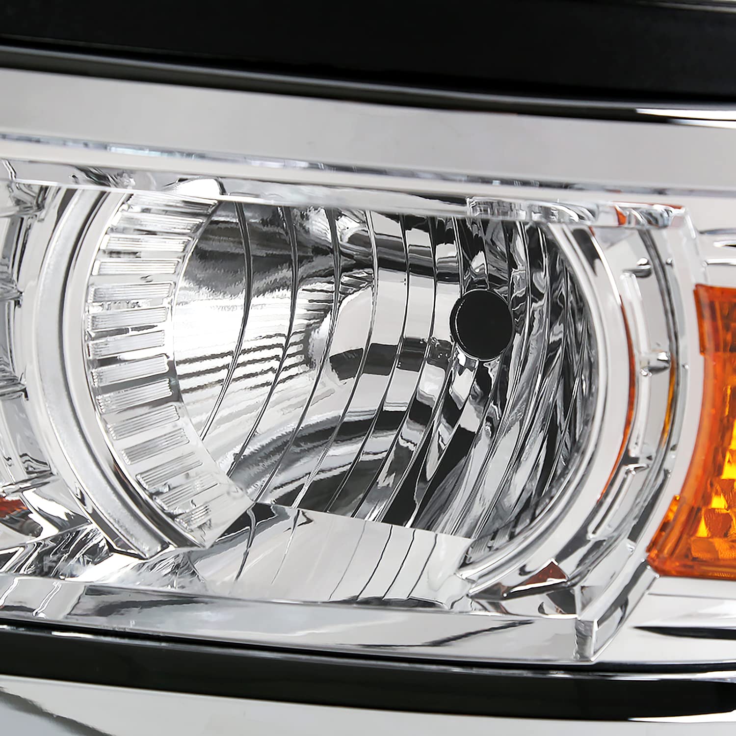 Chrome Projector Headlights w/Silver Trim SPEC-D TUNING Compatible with 2014-2015 Chevy Silverado 1500, Left + Right Pair Headlamps Assembly