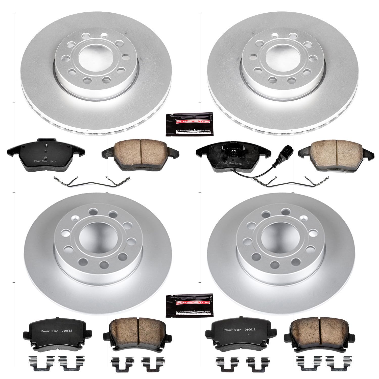 Power Stop Z23 Evolution Geomet Coated Brake Kit Front and Rear For Volkswagen Jetta 2005-2010, Volkswagen Rabbit 2006-2009 [Model Specific]