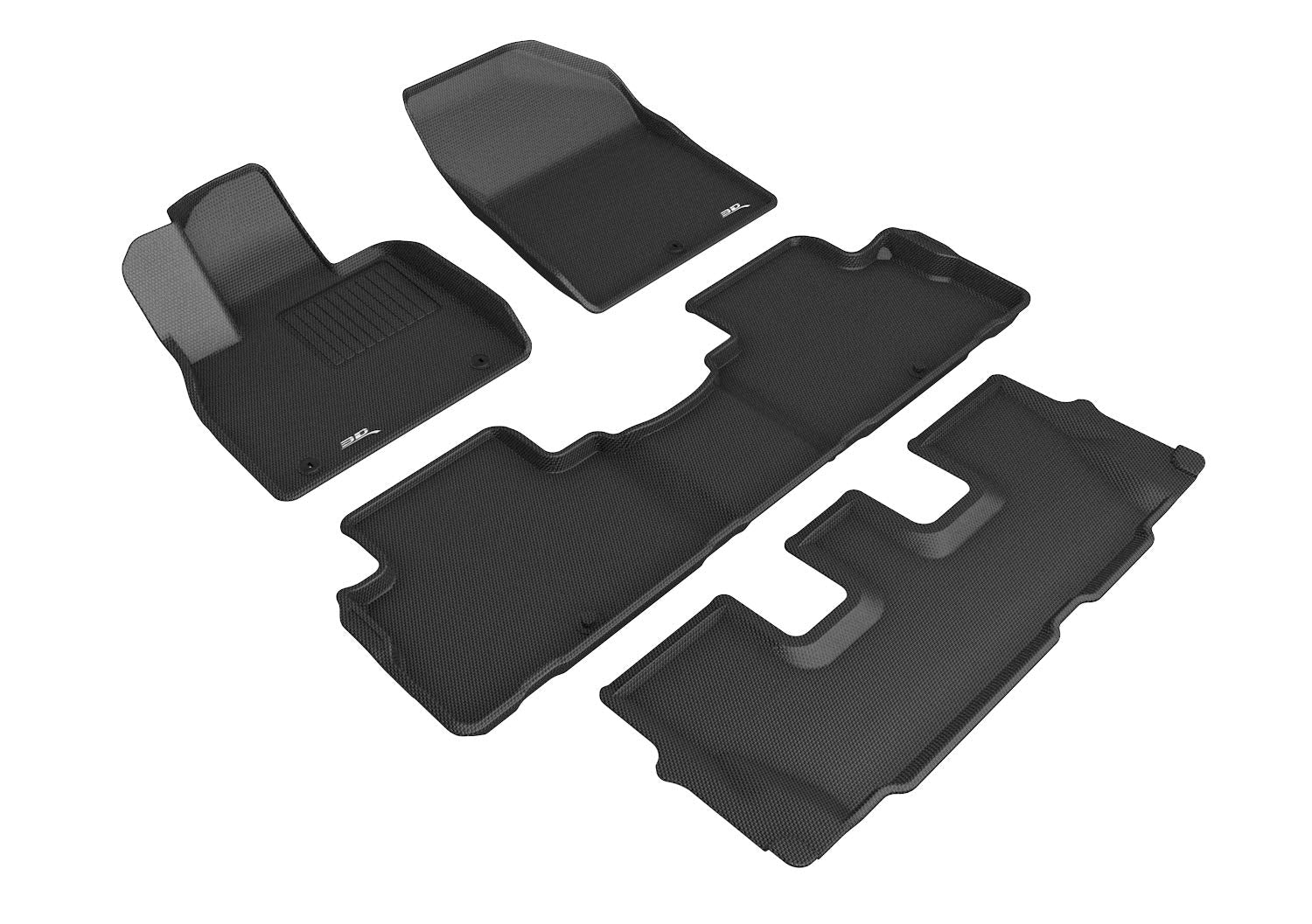 Kagu Floor Mat (Black) 3D MAXpider Custom Fit Compatible with Hyundai Palisade 8-Seat 2020-2025 - Full Set