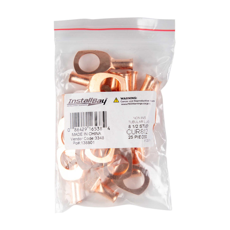 Copper Ring Terminal Install Bay 8 Gauge 1/2 Inch 25 Pack - CUR812