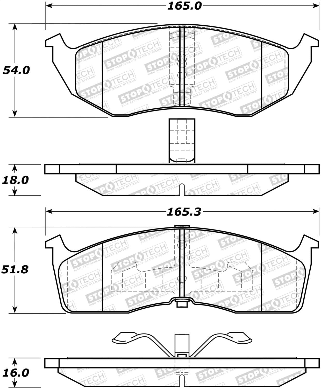 Front StopTech 308.05910 Brake Pads with Shims and Hardware Street