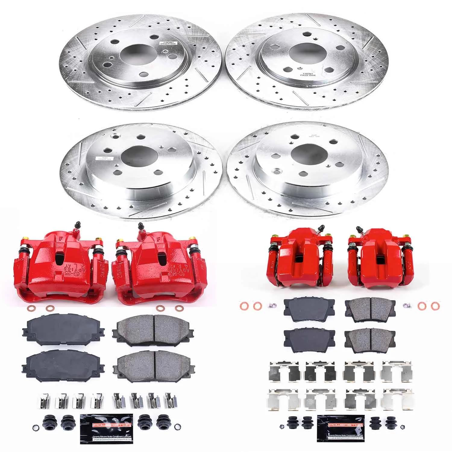 Power Stop Z23 Evolution KC4100A Front and Rear Brake Caliper Kit- Brake Rotors, Brake Pads, Brake Calipers For Toyota RAV4 2011 [Model Specific]