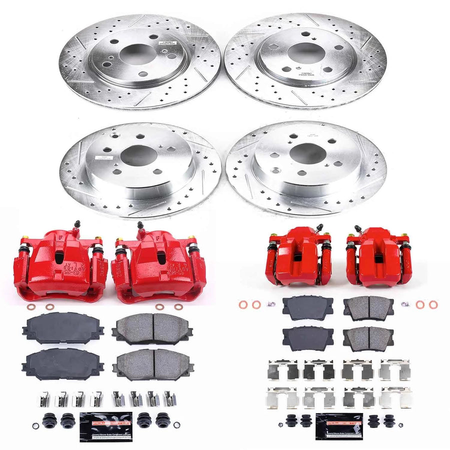 Power Stop Z23 Evolution KC4100A Front and Rear Brake Caliper Kit- Brake Rotors, Brake Pads, Brake Calipers For Toyota RAV4 2011 [Model Specific]