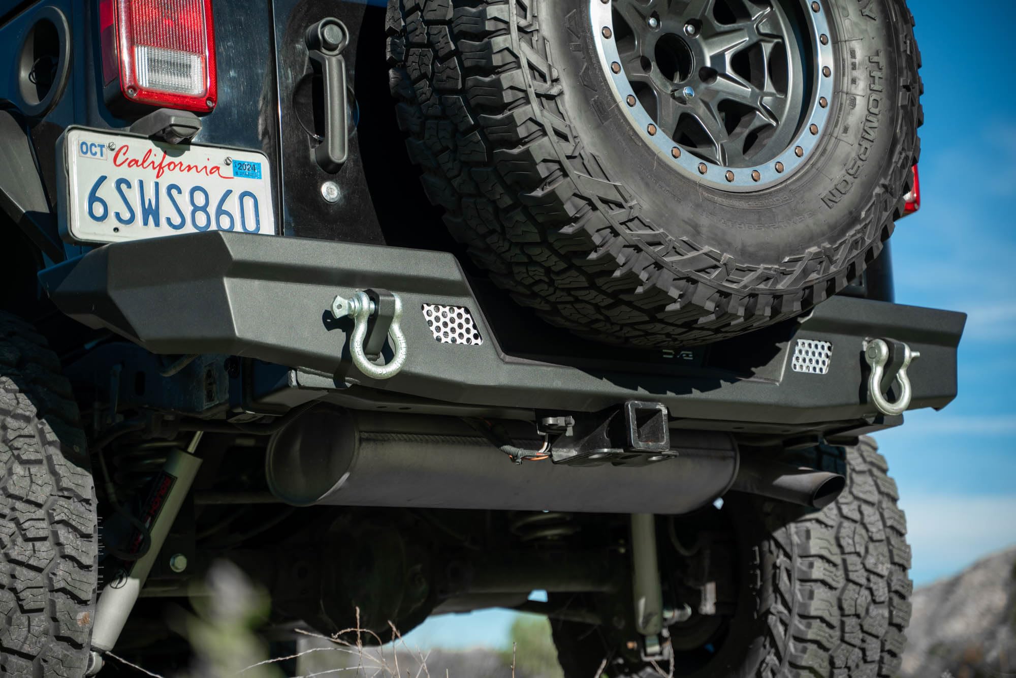 MTO Series DV8 Offroad Rear Bumper for the 2007-2018 Jeep Wrangler JK | Jeep Full-Width Rear Bumper | Mounts for (2) 3” Light Pods | Fits up to 37” Spare Tire (Max 4.5” Backspacing Wheels)
