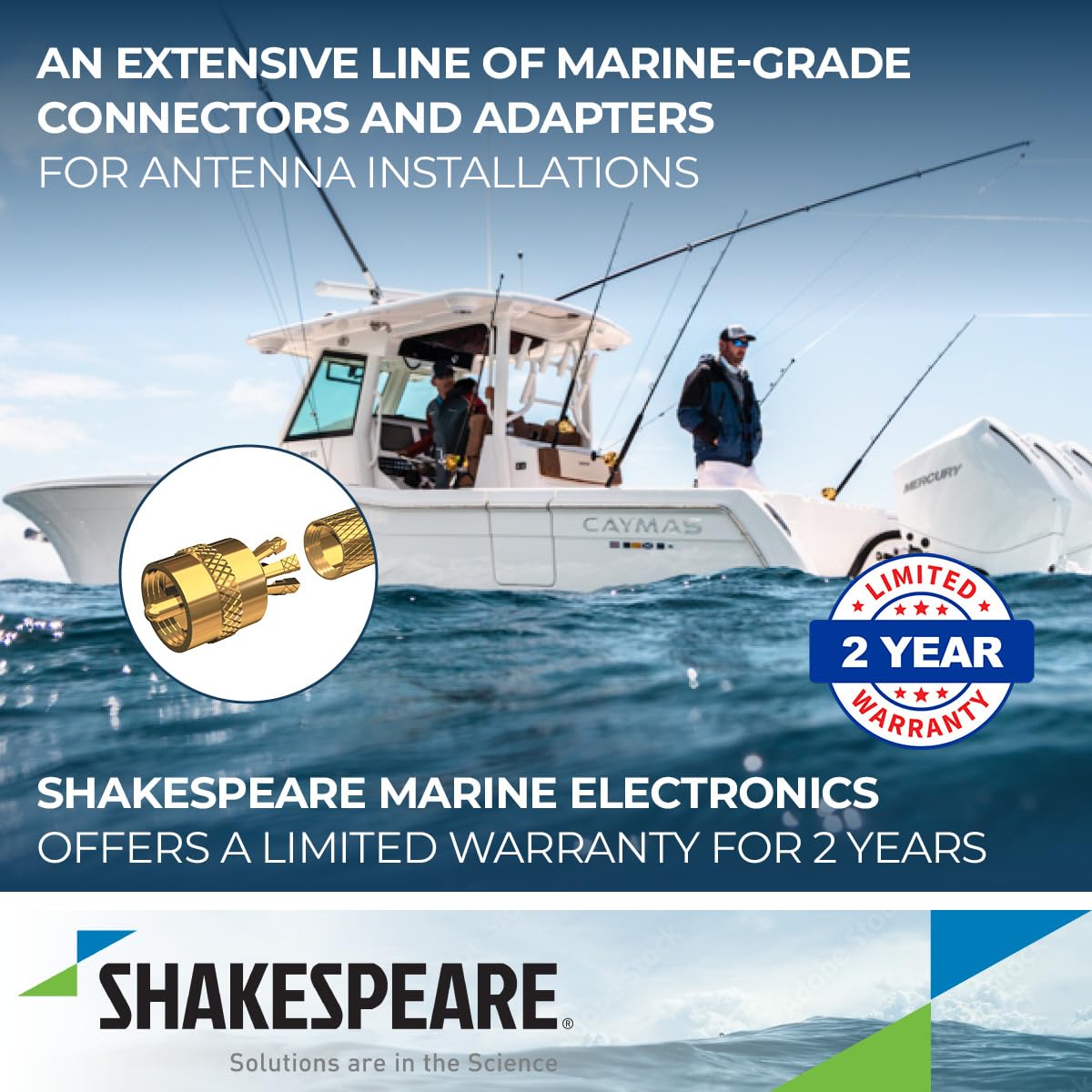 3003.4061 Shakespeare PL-259-CP-G Marine Center Pin Connector, Gold