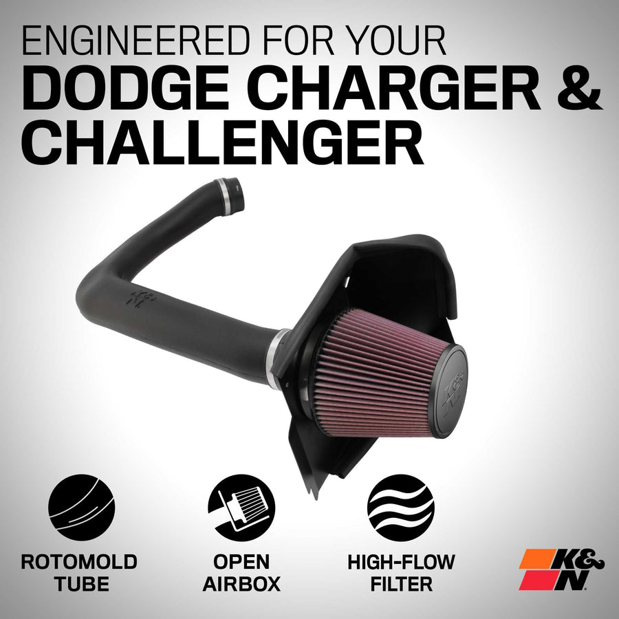 K&N Cold Air Intake System: High-Flow Air Filter, Acceleration & Increase Performance: Compatible with 2011-2023 CHRYSLER/DODGE, 300, 300C, Challenger, Charger, 63-1564