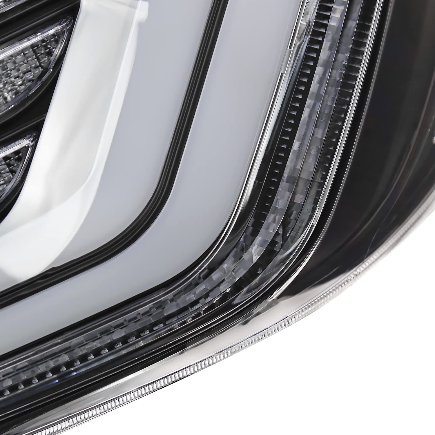 Black Tail Lights w/White LED Bars, SPEC-D TUNING Sequential LED Turn Signal, and Startup Animation Compatible with 2016-2021 Honda Civic 4-Door Sedan, Left + Right Pair Assembly
