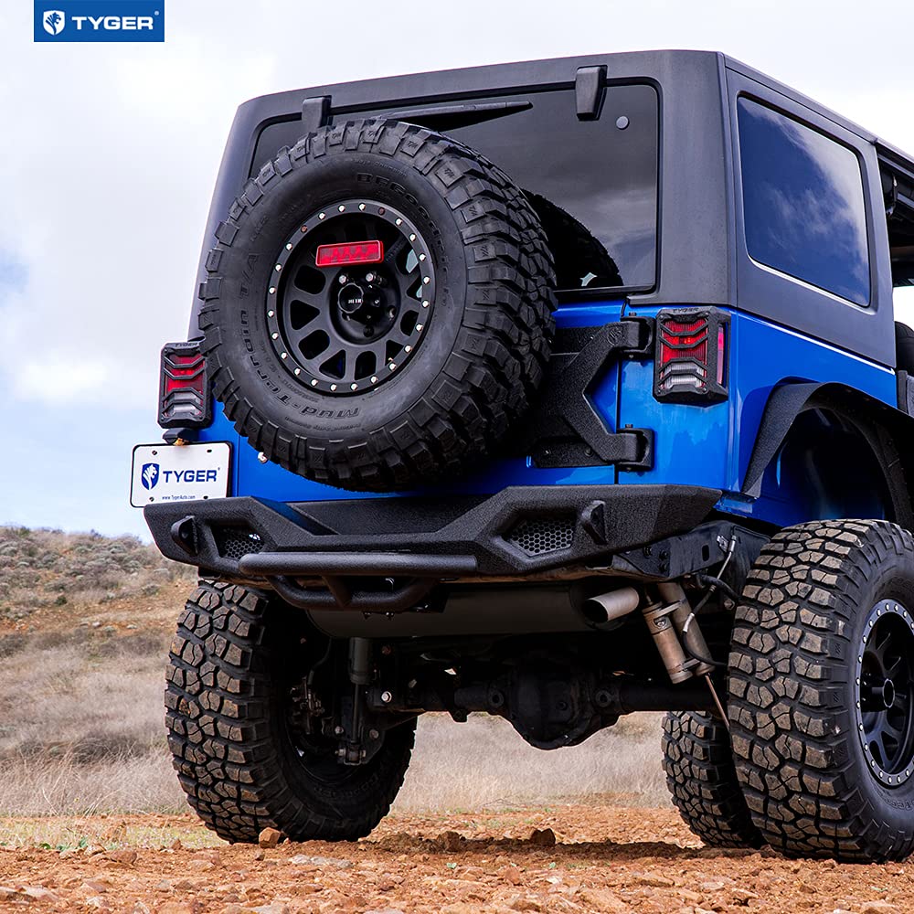 Tyger Auto TG-BP9J80098 Rear Bumper Tyger Fury with D-Ring Mounts Textured Black Compatible with 2007-2018 Jeep Wrangler JK (Exclude JL)