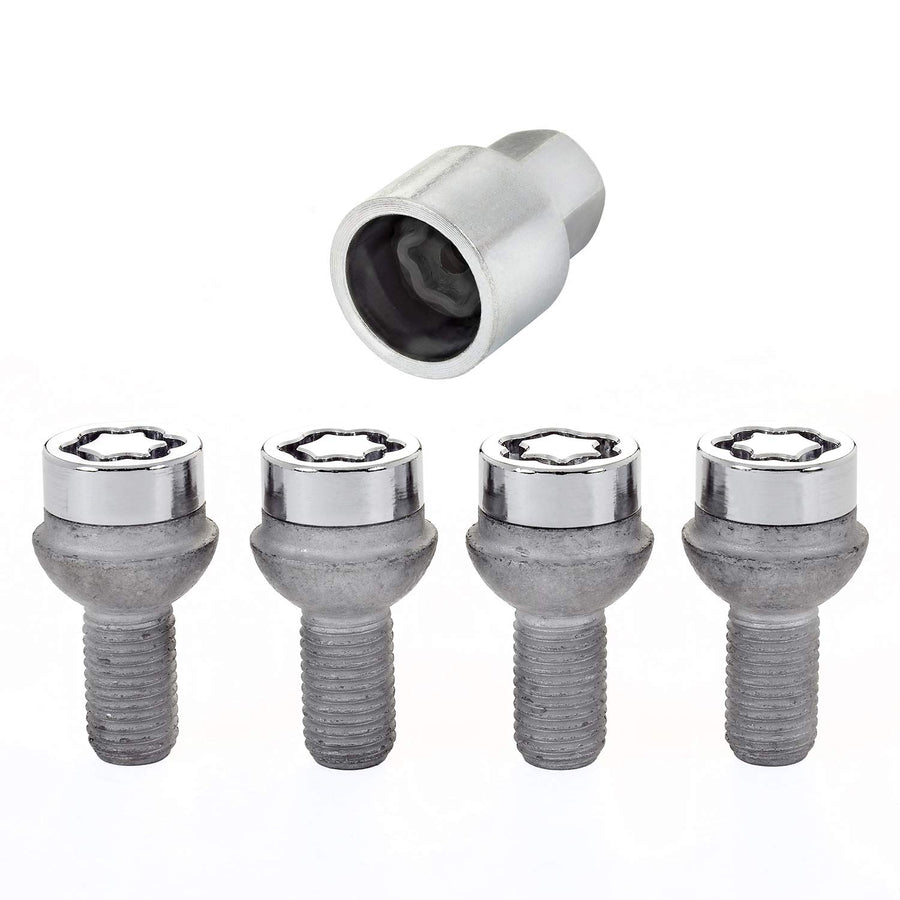 Bolt Style McGard 28175 Chrome Radius Seat Bolt Locks (M12 x 1.5 Thread Size) - Set of 4