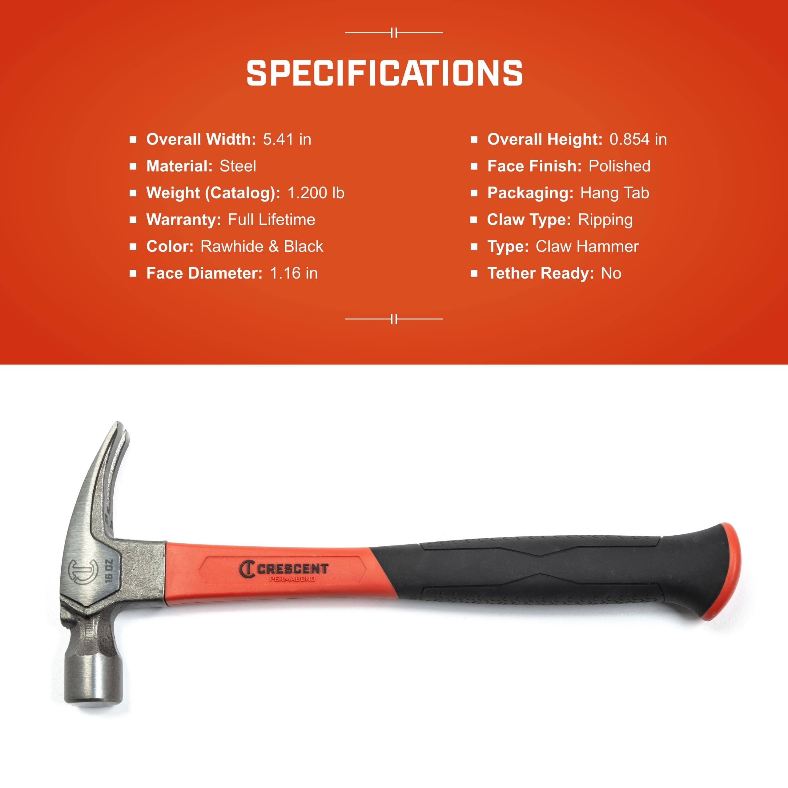 Crescent - Fiberglass, Hammer, Reg, Rip, 16Oz, Crescent (11419C-06)