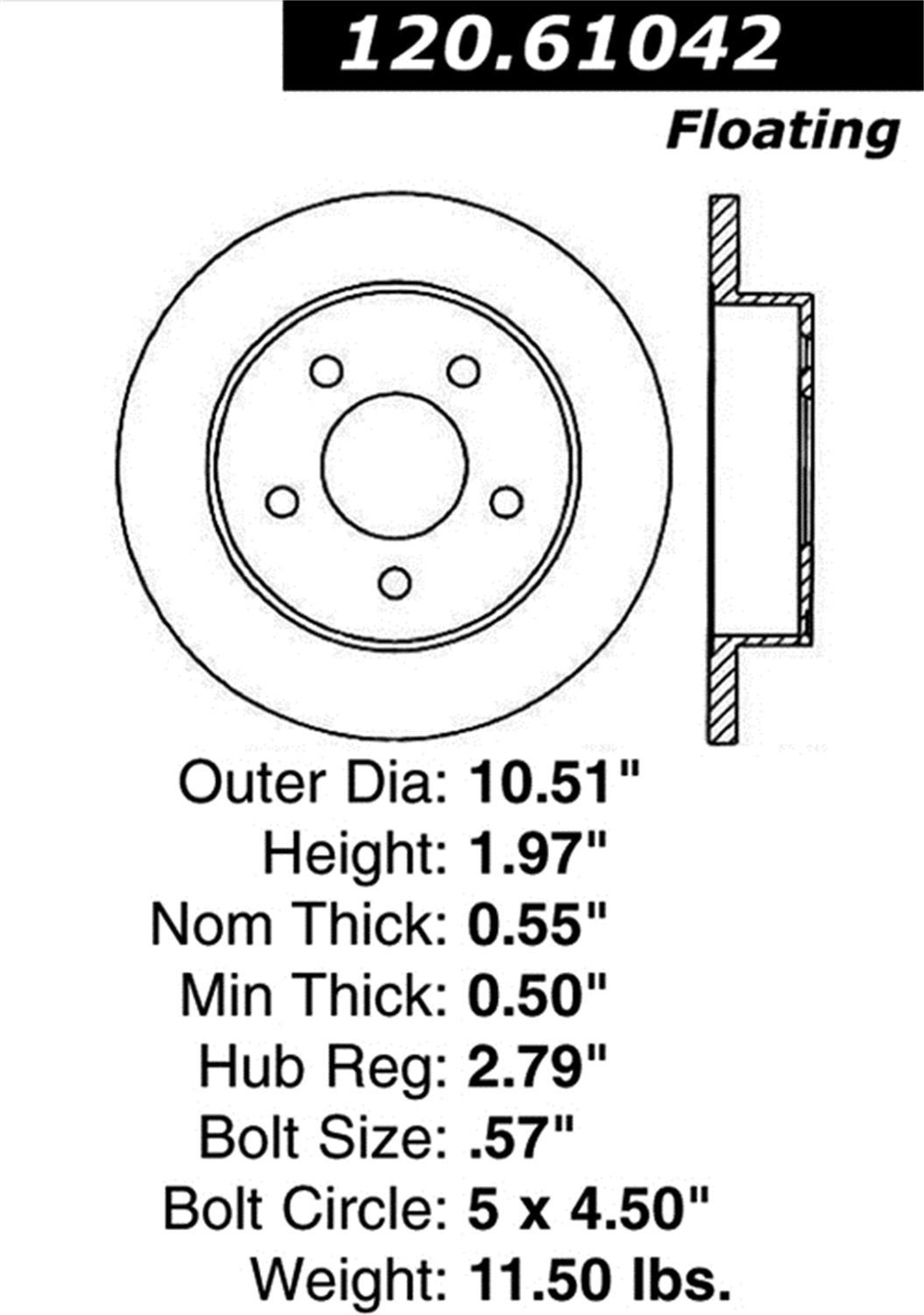 StopTech Sport 128.61042L Cross Drilled Brake Rotor (Rear Left), 1 Pack