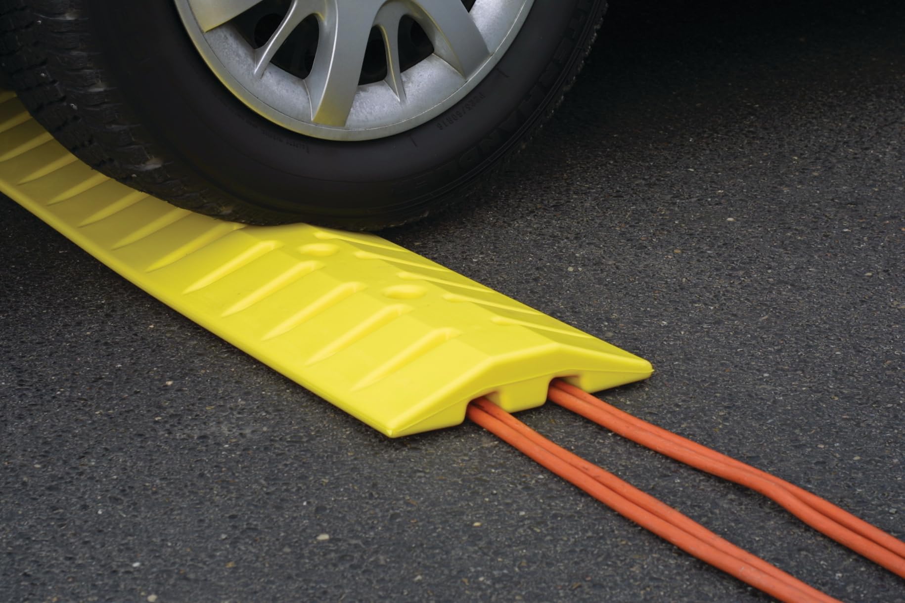 6 Foot Long Eagle High Density Polyethylene Speed Bump Cable Guard with Anchor Kit, 72" x 10" x 2", Yellow, 1792