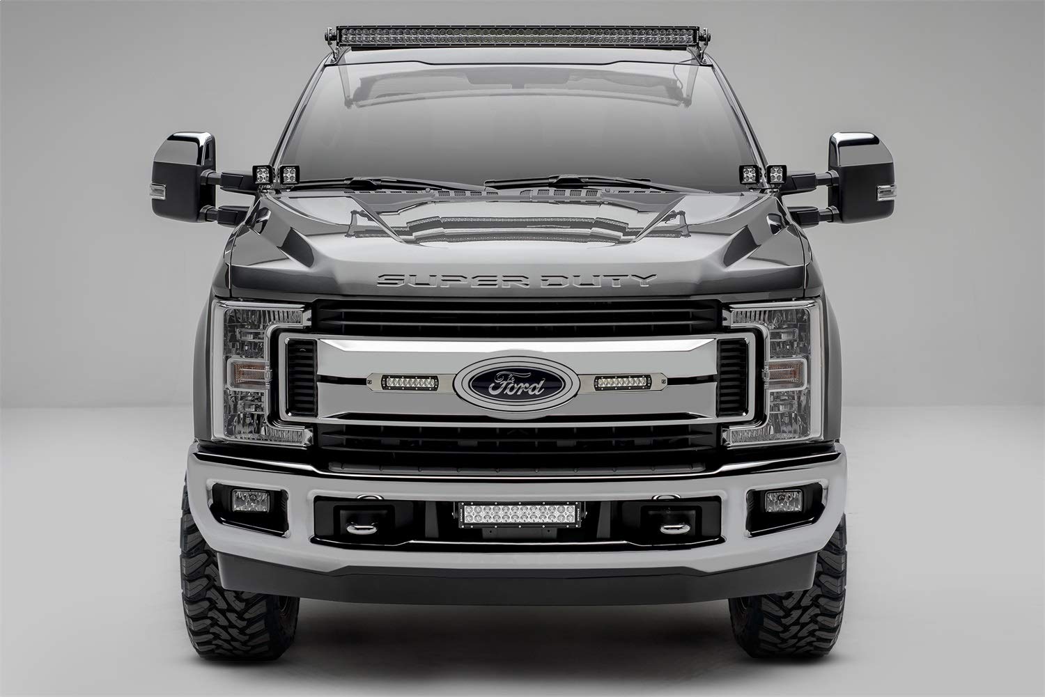 ZROADZ Front Roof LED Bracket Compatible with Ford (2017-2022) to mount (1) 52 Inch Curved LED Light Bar - PN #Z335471, Black