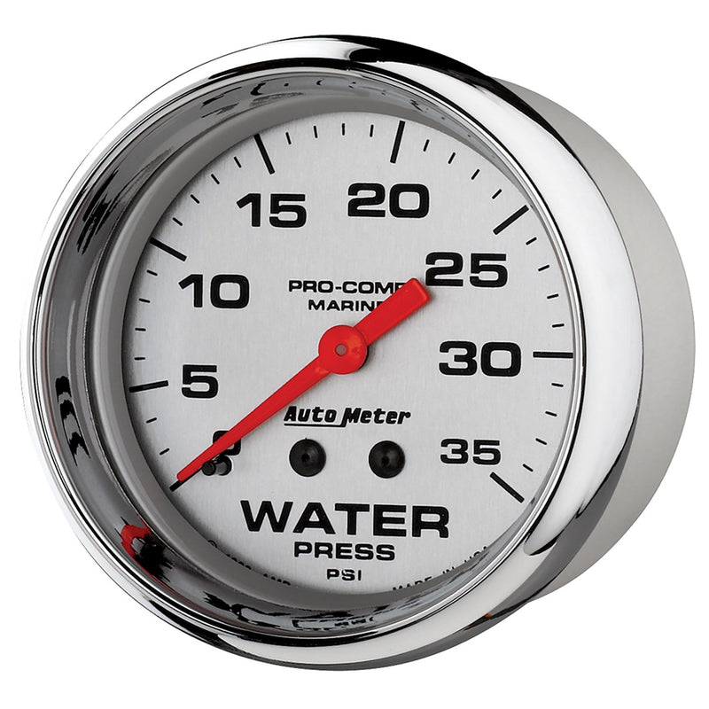 Water Press AutoMeter Gauge, 2 5/8", 35Psi, Mechanical, Marine Chrome (200773-35)