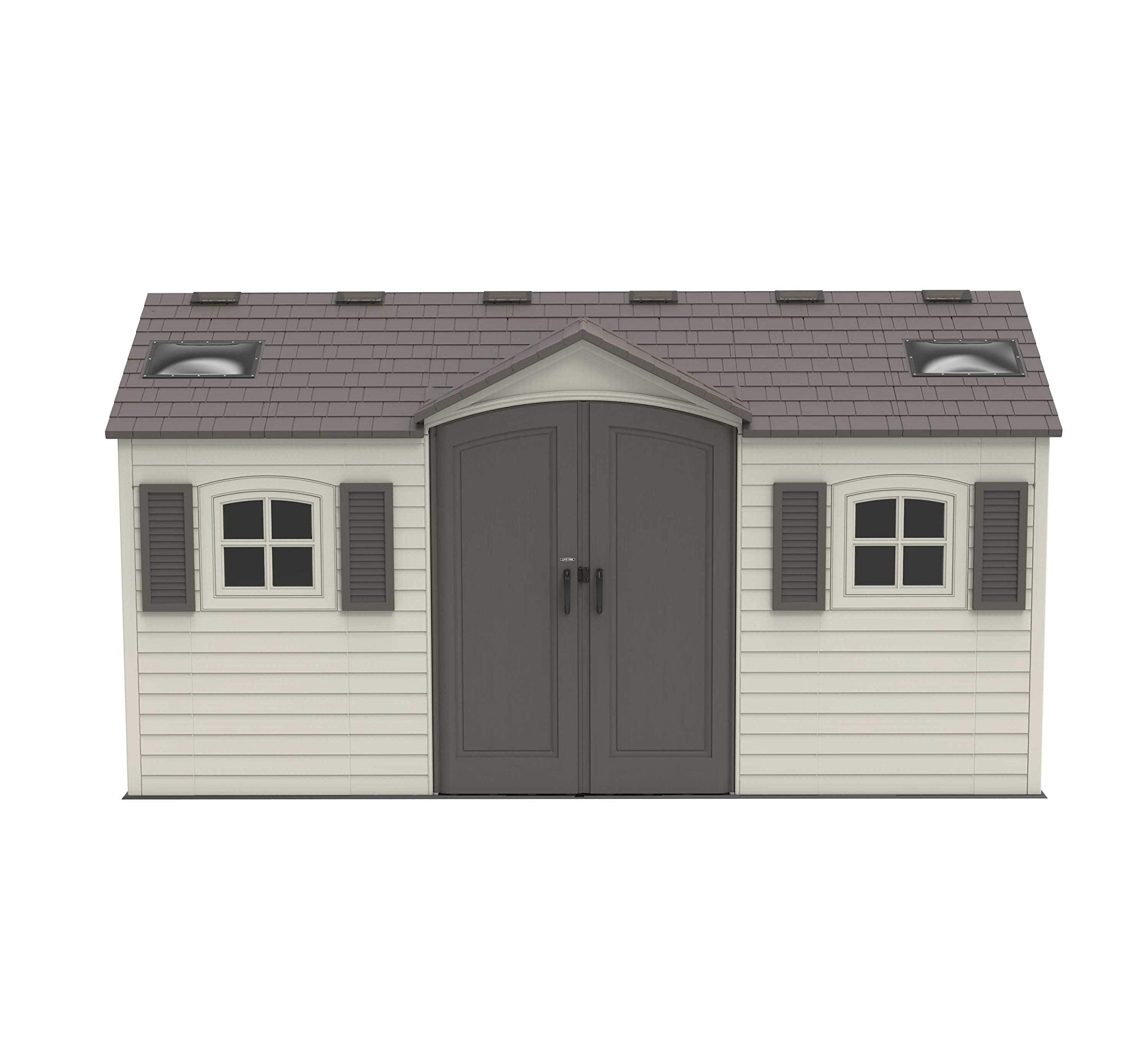 60079 Lifetime Outdoor Storage Shed Dual Entry, 15 x 8 ft, Desert Sand