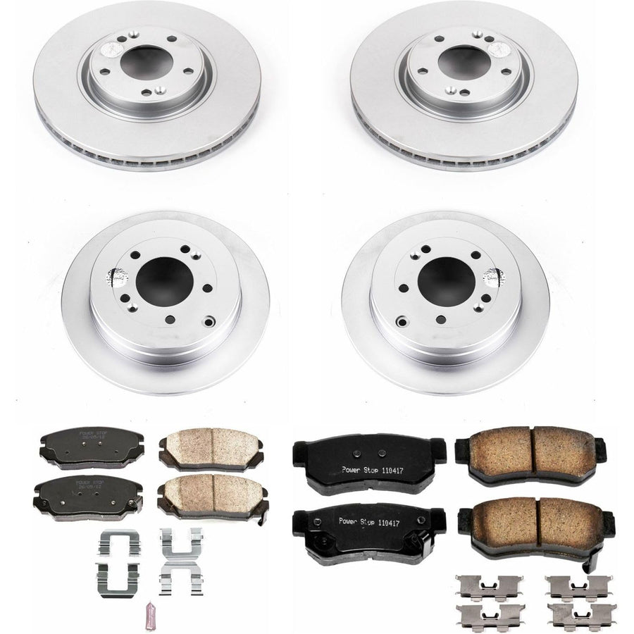 Power Stop CRK4440 Brake Rotor & Coated Ceramic Brake Pads- front & rear For Hyundai Azera 2006-2009 [Model Specific]