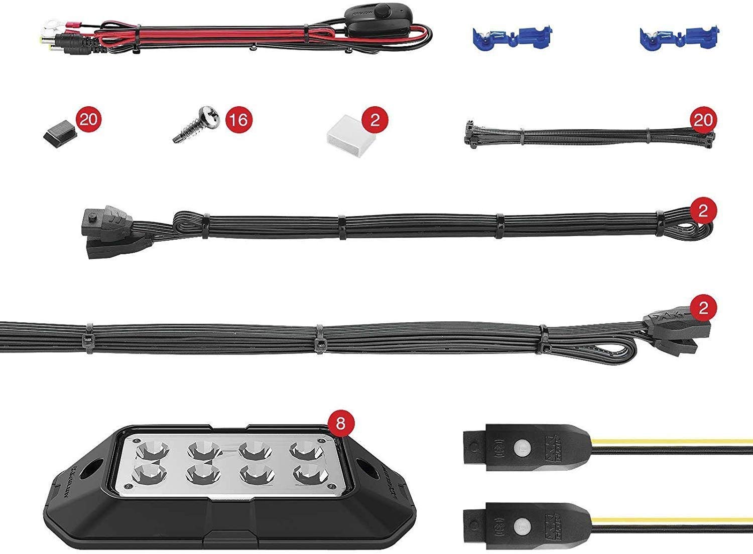 Multicolor XKGLOW ROCKADV LED Rock Light Kit, 8 Pack