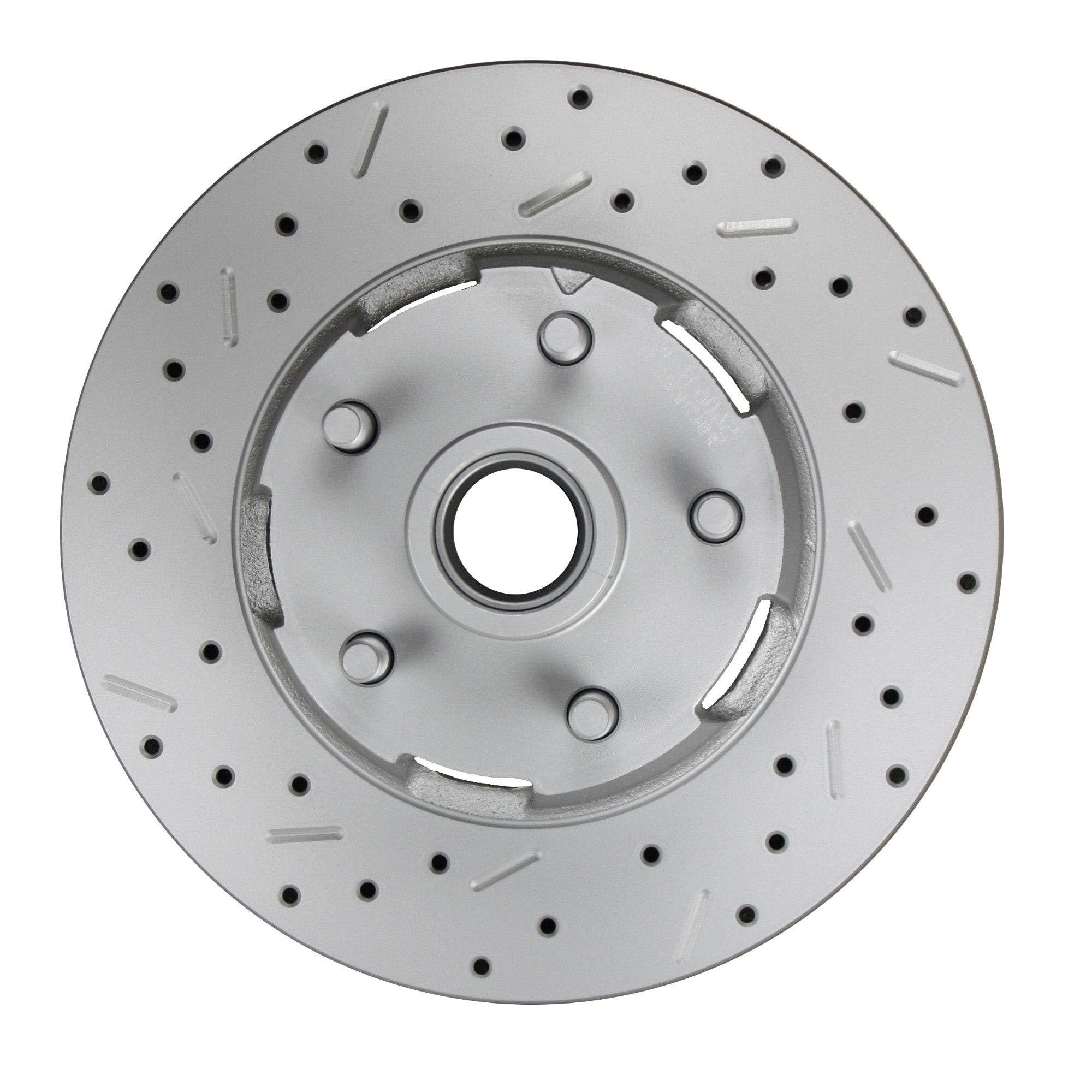 1964-1966 Ford Mustang Front Manual Disc Brake Conversion Kit with MaxGrip XDS Rotors and Red Calipers