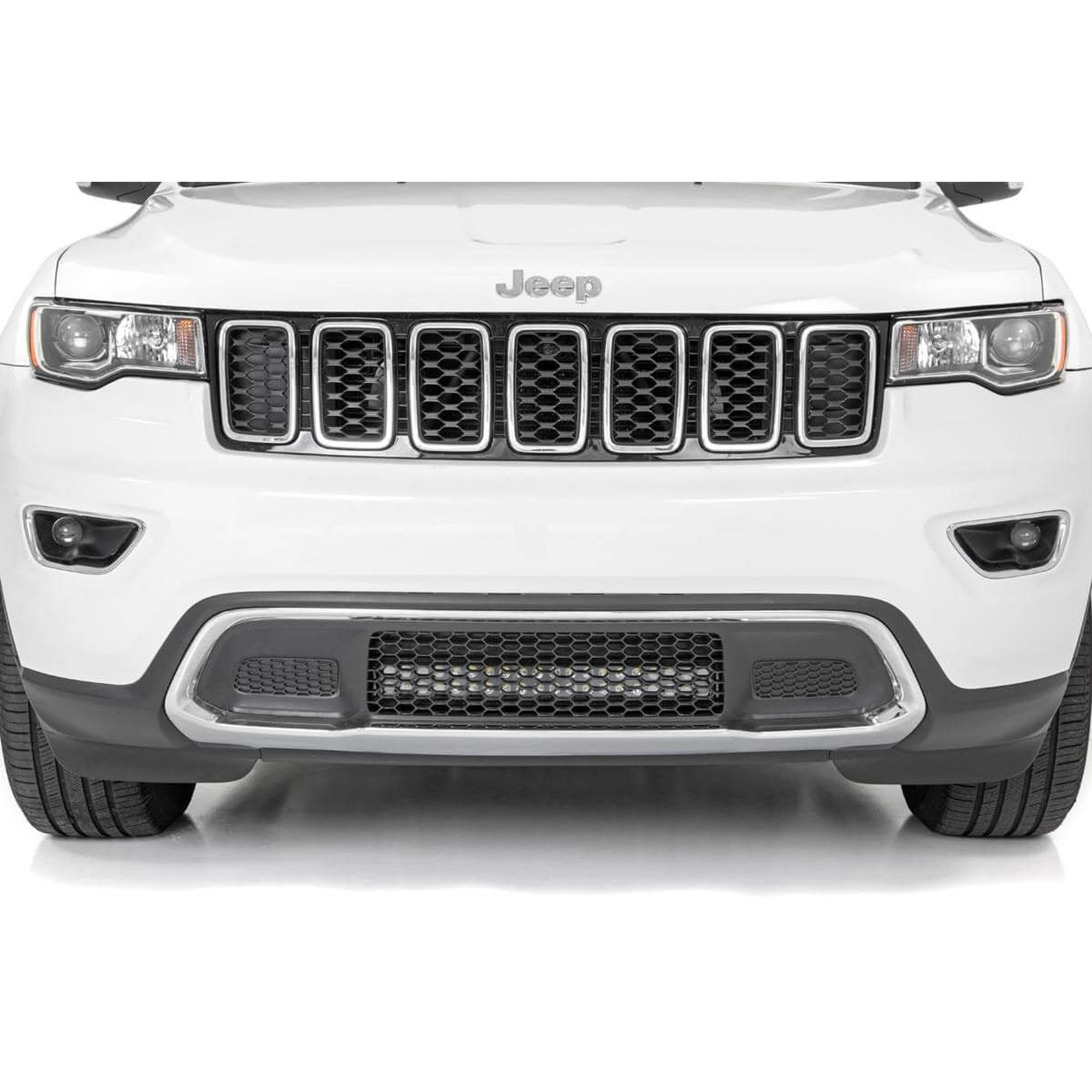 20" Rough Country Dual Row LED Light Bar Kit for Jeep Grand Cherokee WK2 (2011-2020) - Hidden Bumper Mount, 200W Spectrum Series, 18,000 Lumens, Combo Spot & Flood Beam