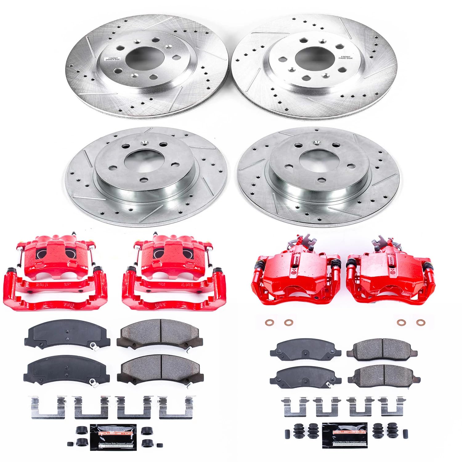 Power Stop Z23 KC4096 Evolution Front and Rear Caliper Kit-Rotors | Carbon-Fiber Ceramic Brake Pads | Calipers For Buick Lucerne 2006-2011 [Vehicle Specific]