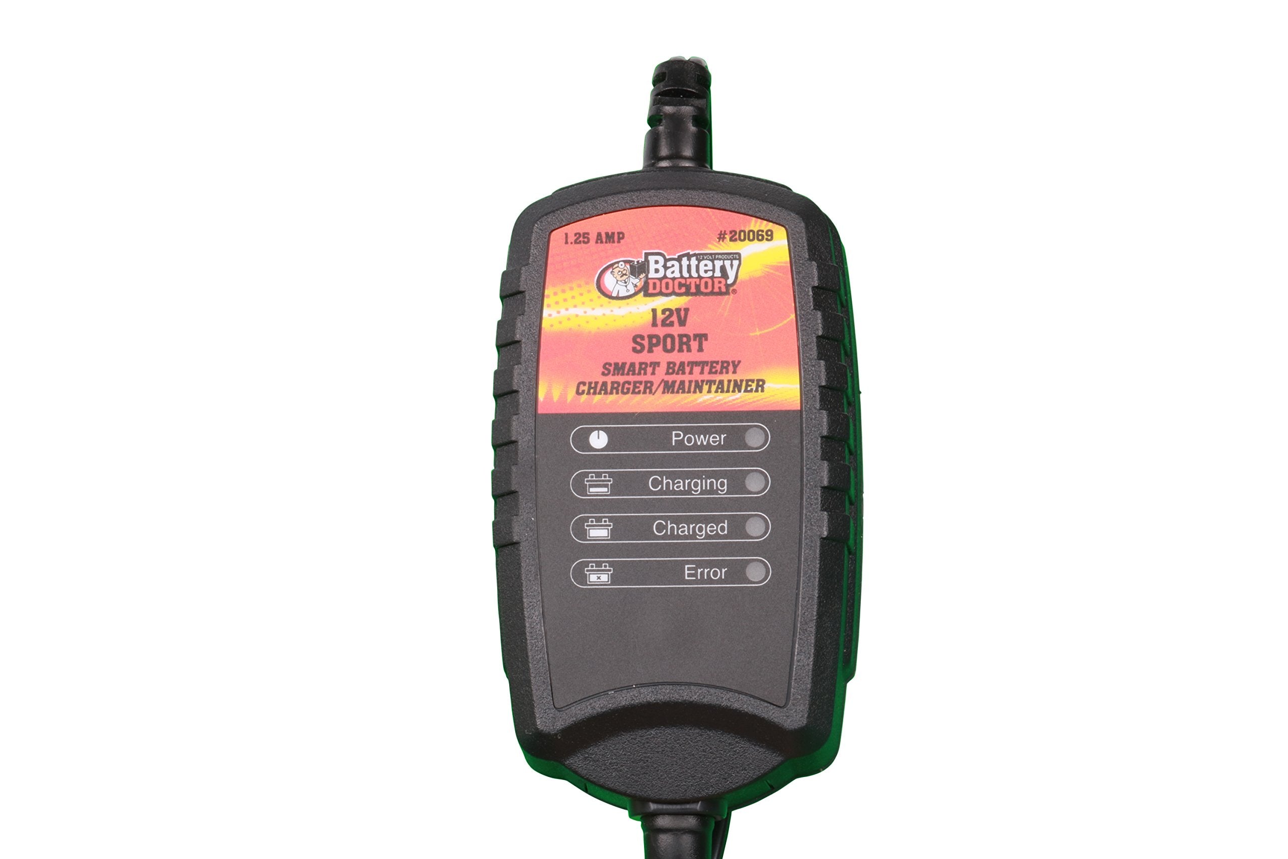 Battery Doctor WirthCo 20069 Black CEC Certified Smart Sport Battery Charger and Maintainer (12V, 1.25 Amp)