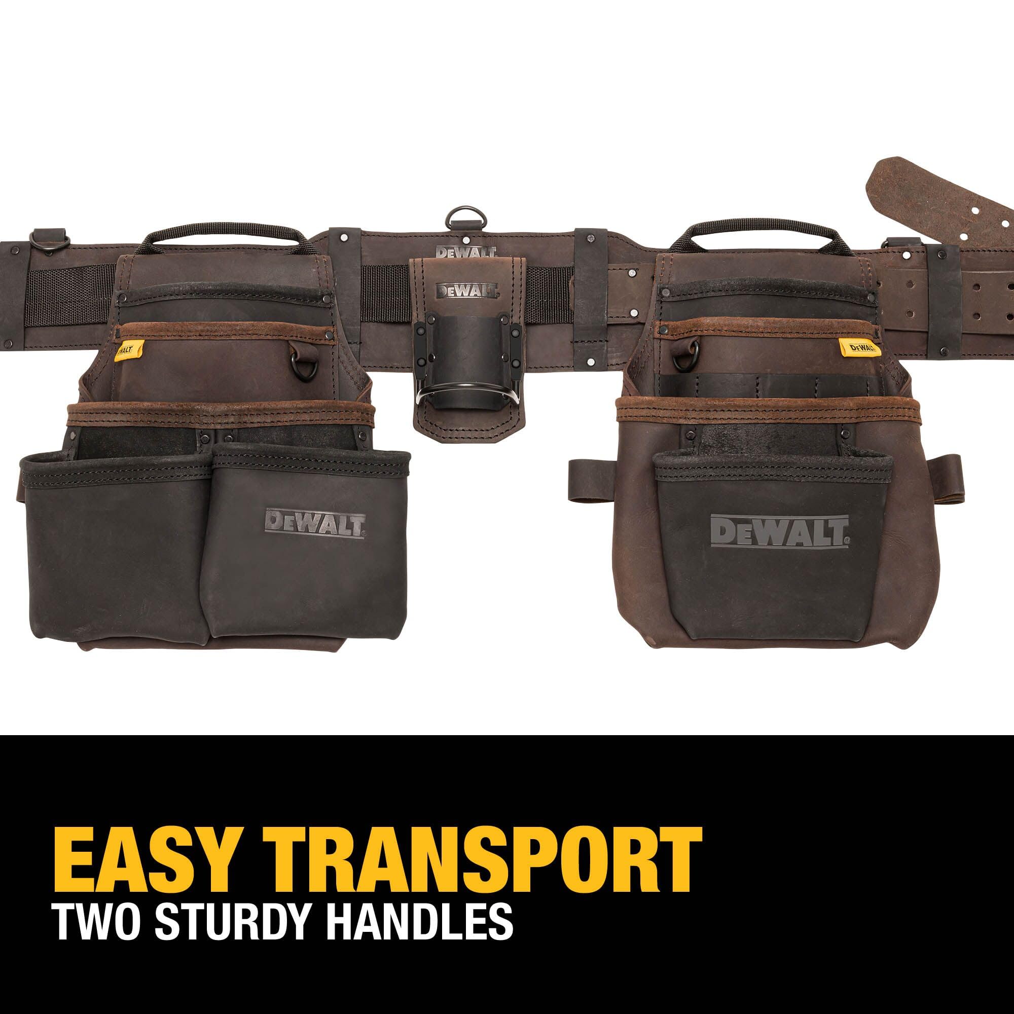 Leather DEWALT Tool Belt Organizer with 18 Pockets, Heavy Duty Construction (DWST550113)