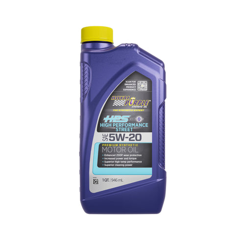 5W-20 Royal Purple HPS High Performance Street Synthetic Motor Oil with Synerlec - 1 Quart Bottle