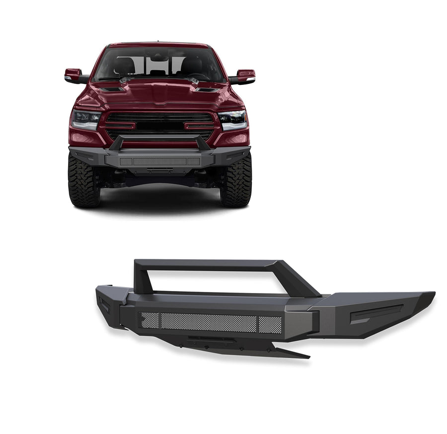 Armour II Black Horse Heavy Duty Modular Front Bumper Modular Matte Black Compatible with 2019-2024 Ram 1500 (Excl. Rebel & TRX Trim, 19-23 Ram 1500 Classic and 20-22 Ram 1500 Diesel Models)-AFB-RA20