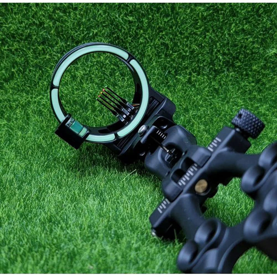 5-Pin TRUGLO VEROS Ultra-Bright Durable Lightweight Micro-Adjustable Archery Hunting Bow Sight with Decreasing Diameter Pins Design & Large Circular Field of View, Black