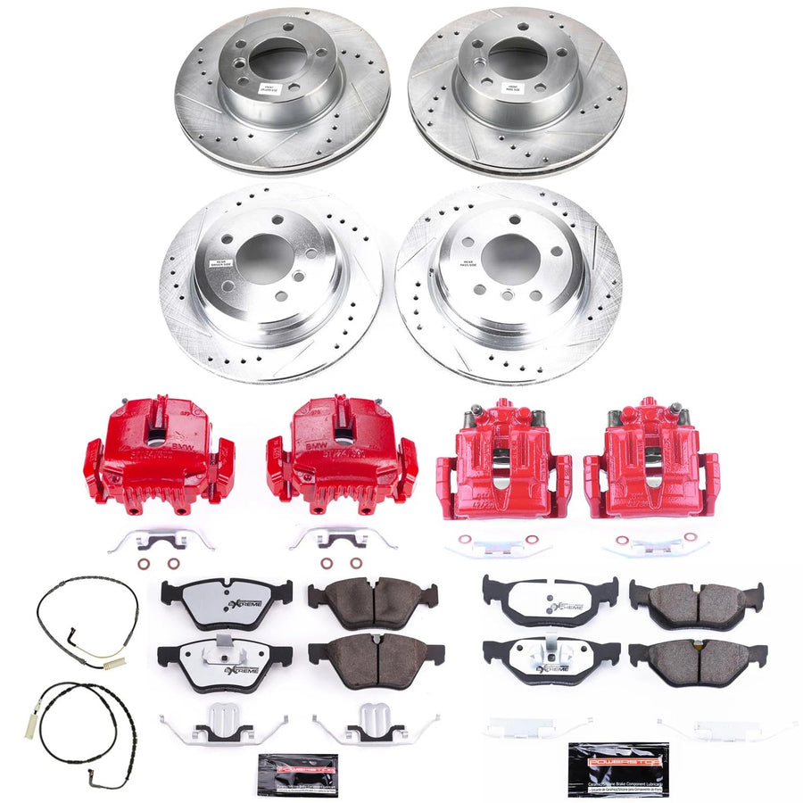 Power Stop Z26 KC5357-26, Street Warrior Front and Rear Brake Kit- Brake Rotors, Brake Pads & Calipers For BMW 325xi 2006 [Model Specific]