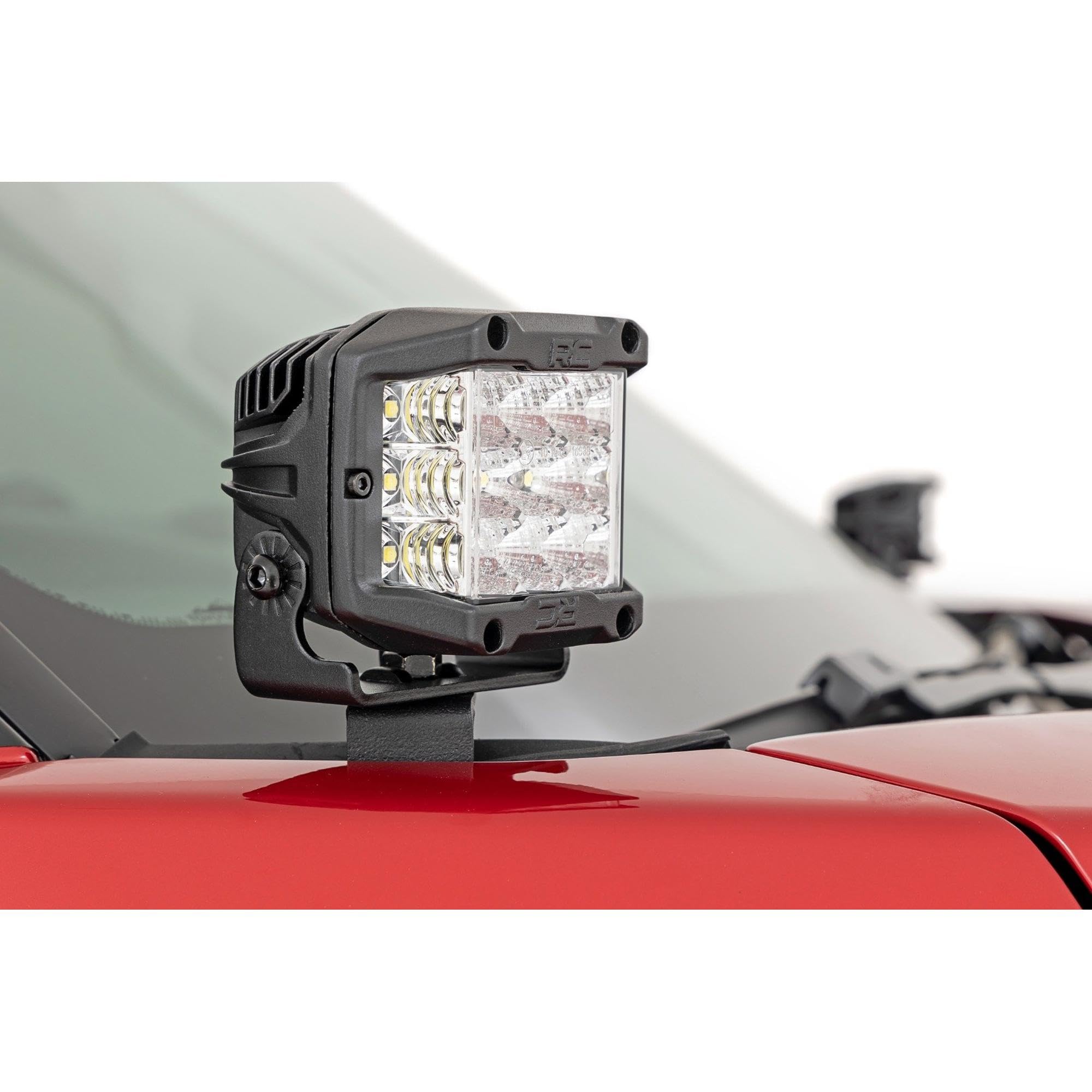 Rough Country Dual 2" LED Ditch Light Kit for Tundra Toyota (2022-2025) - (2) 2-in Black Series LED Cubes, Amber DRL