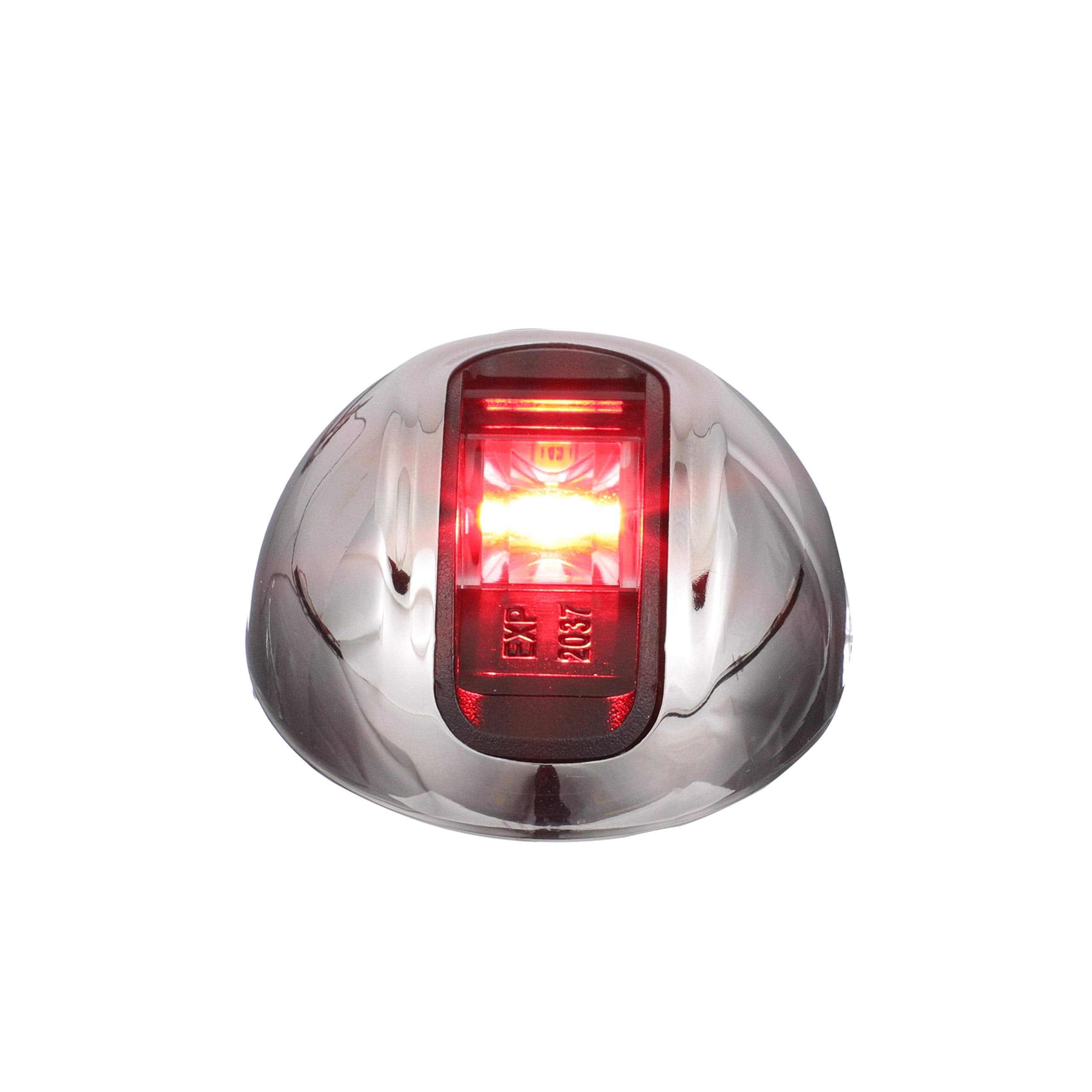 LightArmor attwood 2-Mile Vertical Surface Mount Navigation Light, Red LED Lighting, Round Stainless Housing