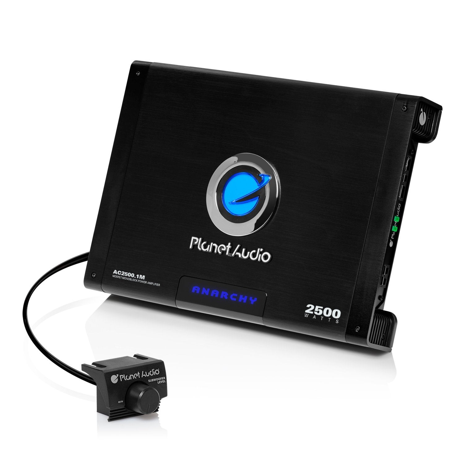 Planet Audio Monoblock AC2500.1M Car Amplifier - 2500 Watts Max Power, 2/4 Ohm Stable, Class A/B, Mosfet Power Supply, Remote Subwoofer Control