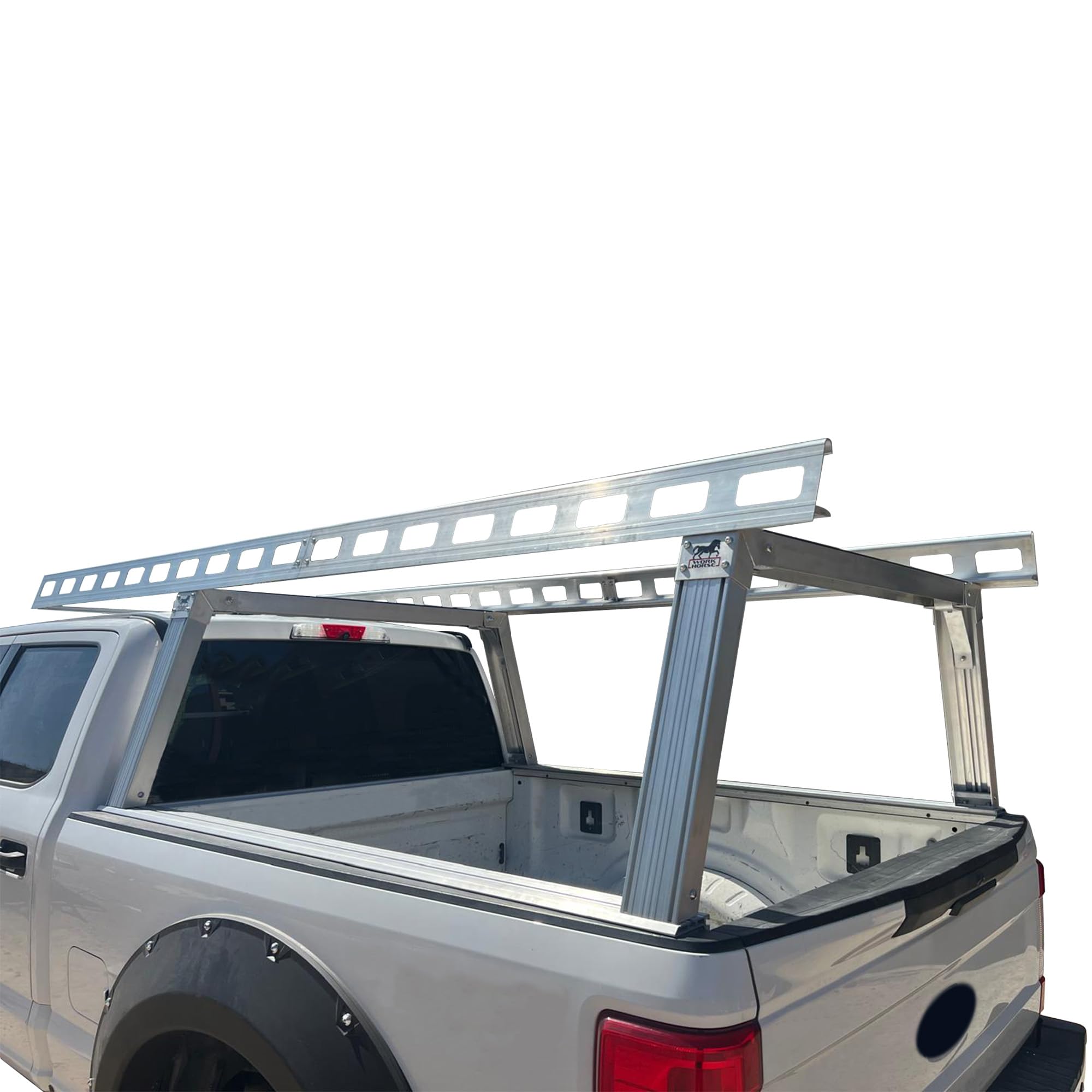 Heavy Duty Black Horse Ladder Rack Over Cab System 5.5' Bed Silver Aluminum Compatible with All 3/4-ton Trucks with 5.5ft to 5.7ft Bed Length Not Compatible with tonneau covers-CSFRHD55